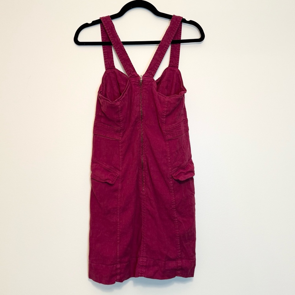 Anthropologie Raspberry Square Neck Linen Blend Mini Dress - Picture 5 of 6